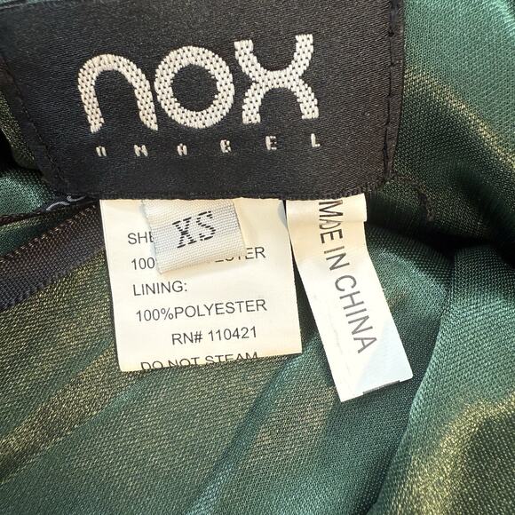 New Prom Formal Nox Anabel Green Sequin Rouched Maxi Dress Gown Juniors XS HOCO - Picture 16 of 16